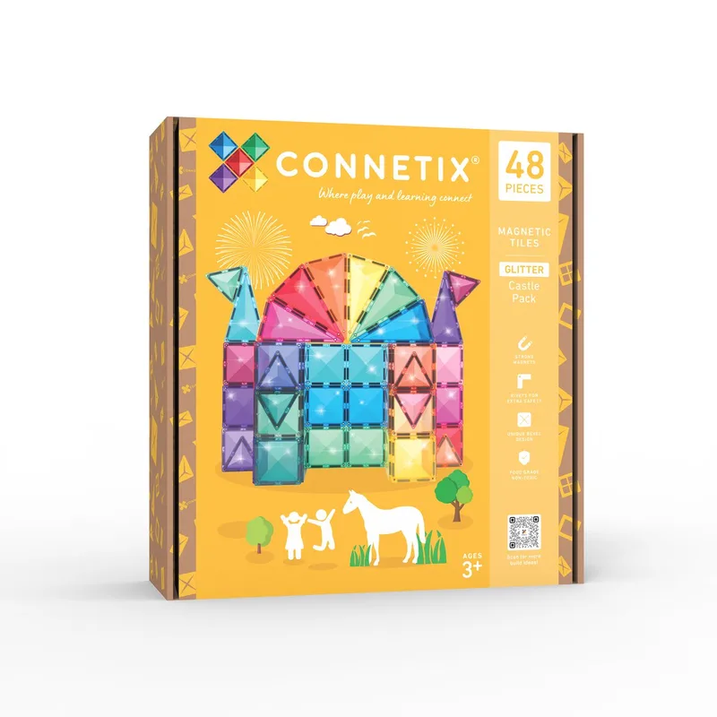 Magnetisch Tegels - Glitter Kasteel Set - 48 Stuks - Magnetisch Speelgoed de Connetix en Multi – photo du produit