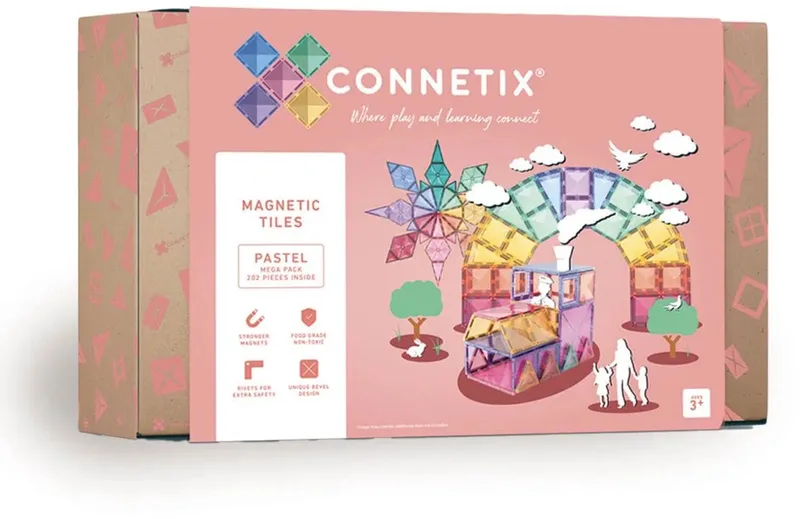 Magnetisch Tegels - Mega-Pakket - 202 Stuks - Magnetisch Speelgoed by Connetix in Pastel – product photo