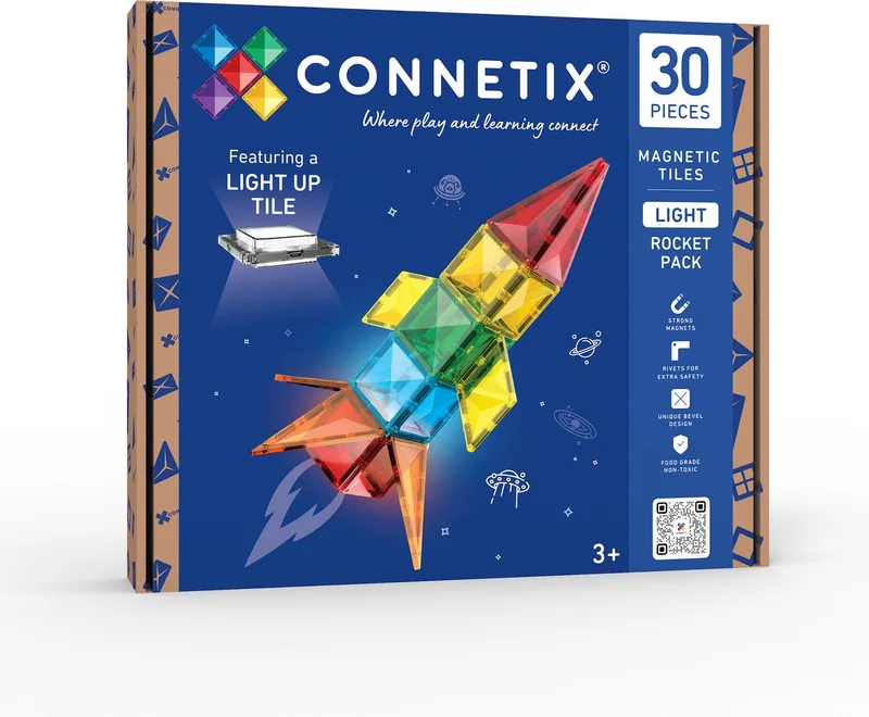 Magnetisch Tegels - Raketpakket met licht - 30 Stuks - Magnetisch Speelgoed by Connetix in Groen – product photo