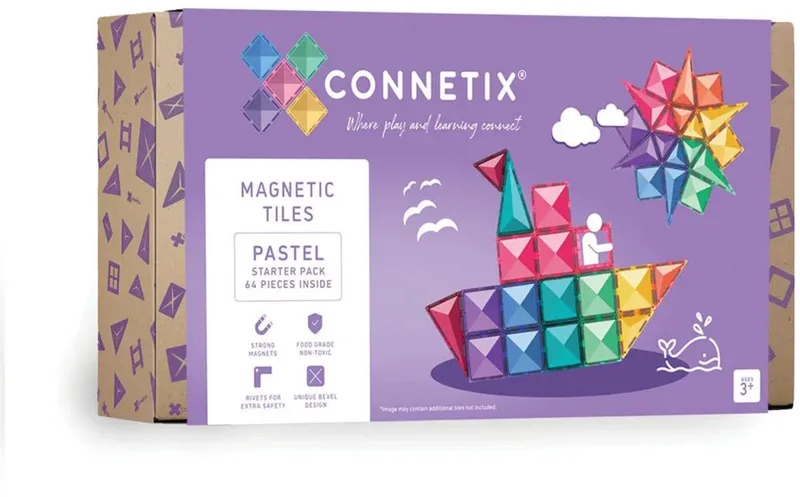 Magnetisch Tegels - Startpakket - 64 Stuks - Magnetisch Speelgoed by Connetix in Pastel – product photo