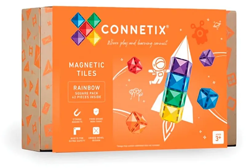 Magnetisch Tegels - Vierkante Verpakking - 42 Stuks - Magnetisch Speelgoed by Connetix in Regenboog – product photo