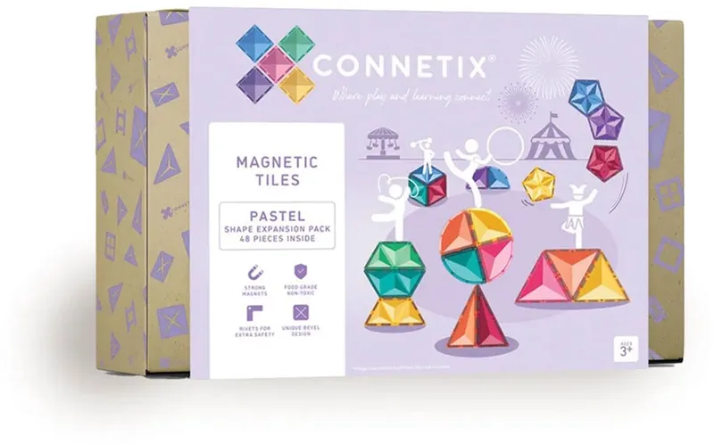 Magnetisch Tegels - Vorm Uitbreidingspakket - 48 Stuks - Magnetisch Speelgoed de Connetix en Pastel – photo du produit