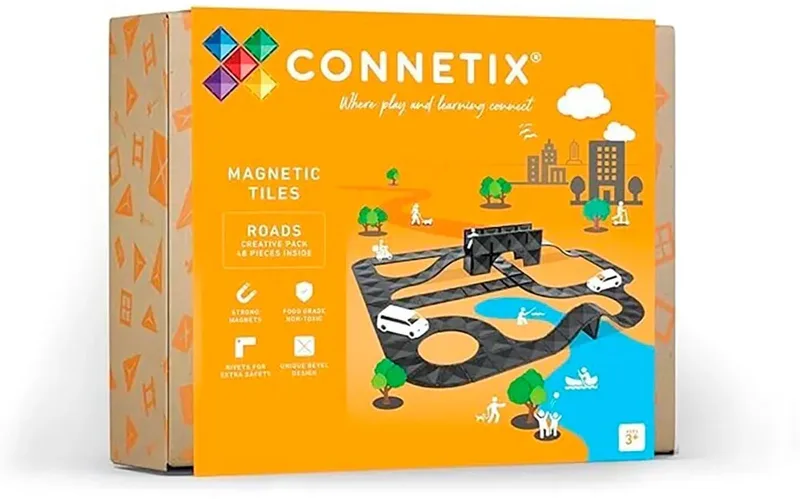 Magnetisch Tegels - Wegen Creatief Pakket - 48 Stuks - Magnetisch Speelgoed by Connetix in Zwart – product photo