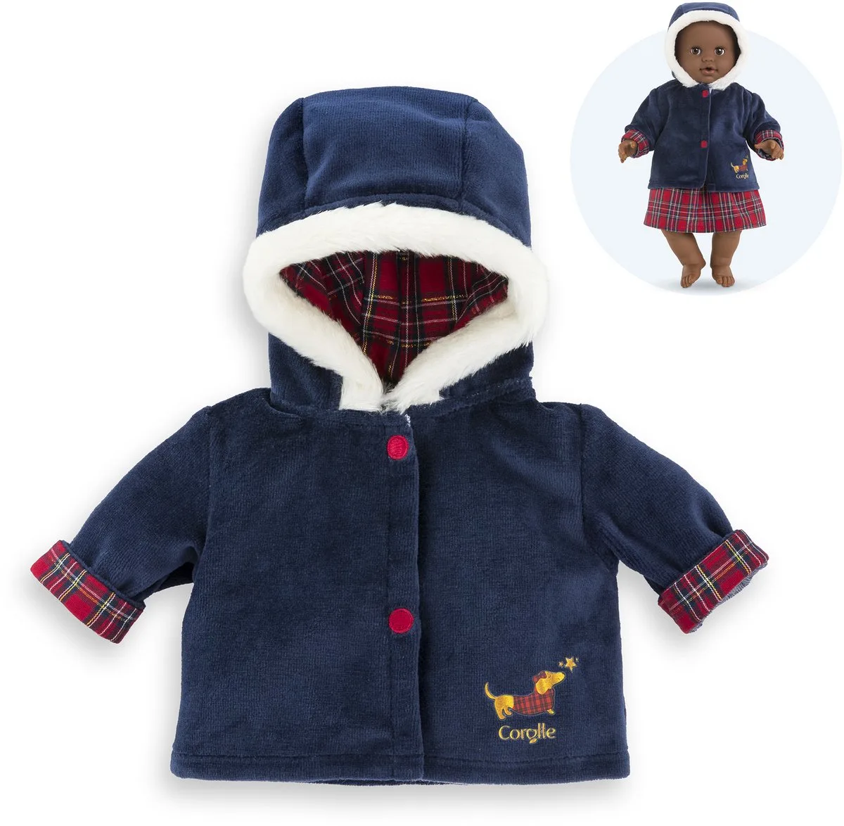 Holidays Coat for Baby Doll 36cm von Corolle in Blau – Produktfoto