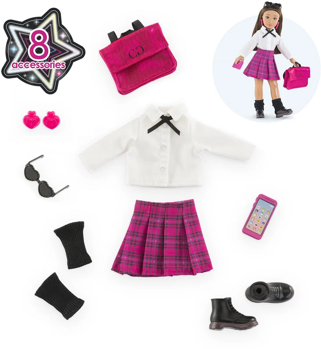Girls Engelse student poppenkleren - mode accessoires set 28 cm. de Corolle en Multicolore – photo du produit