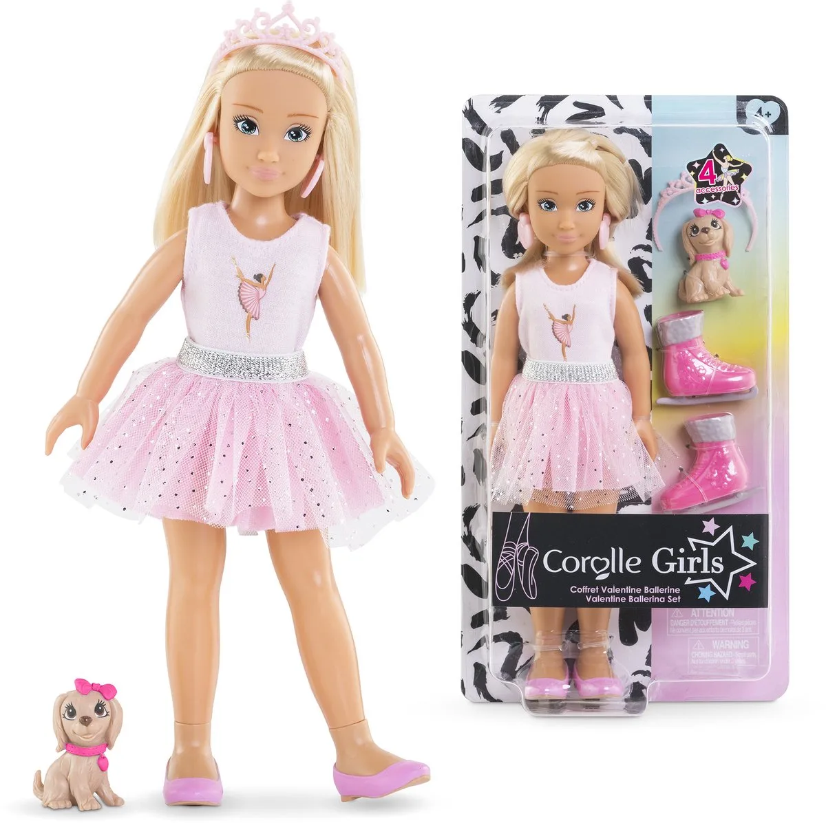 Girls - Valentine Ballerina Modepop Set von Corolle in Mehrfarbig, Rosa – Produktfoto