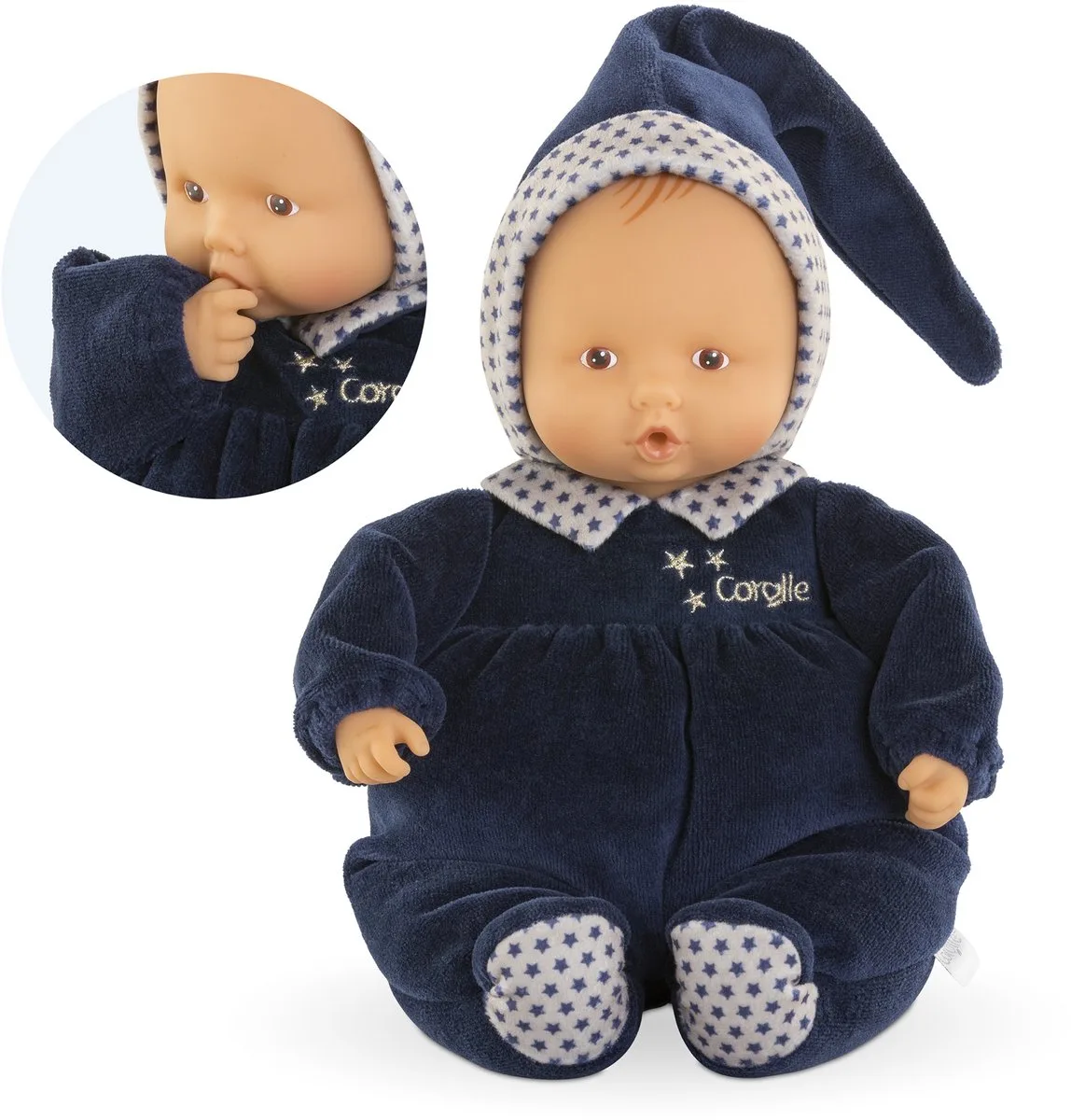 Mon Doudou Babipouce Blue Starry Dreams Baby Doll 28cm von Corolle in Marineblauw – Produktfoto