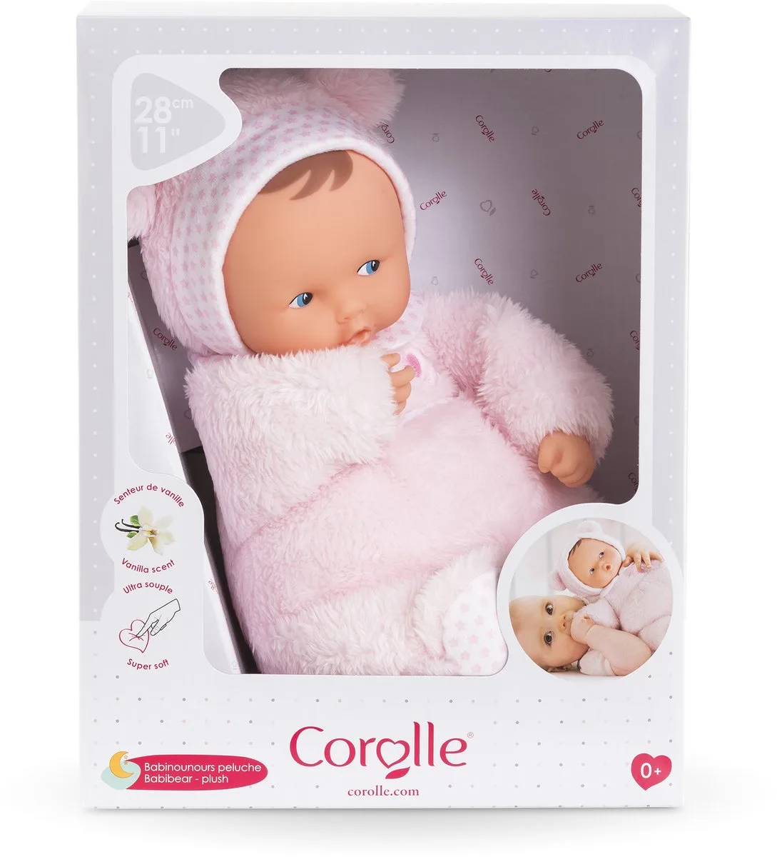 Mon Doudou Pluchen Babybeer Babypop - 28cm från Corolle i Rosa – produktbild