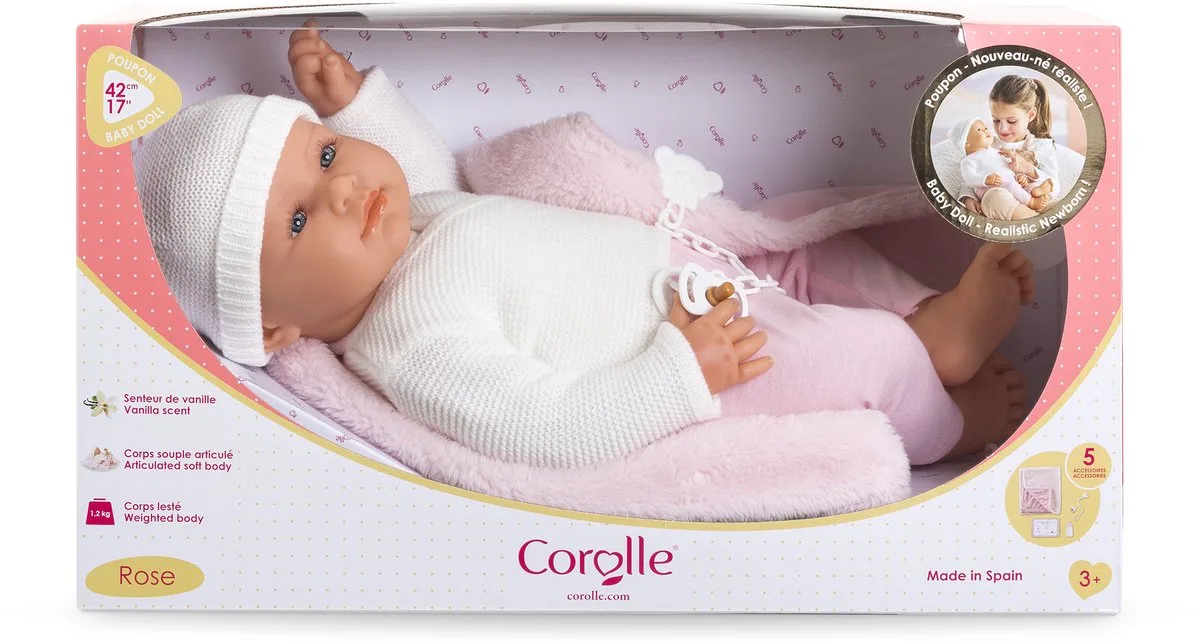 Mon Grand Babypop Rose 42cm - 5dlg. fra Corolle i Lyserød, Hvid – produktbillede