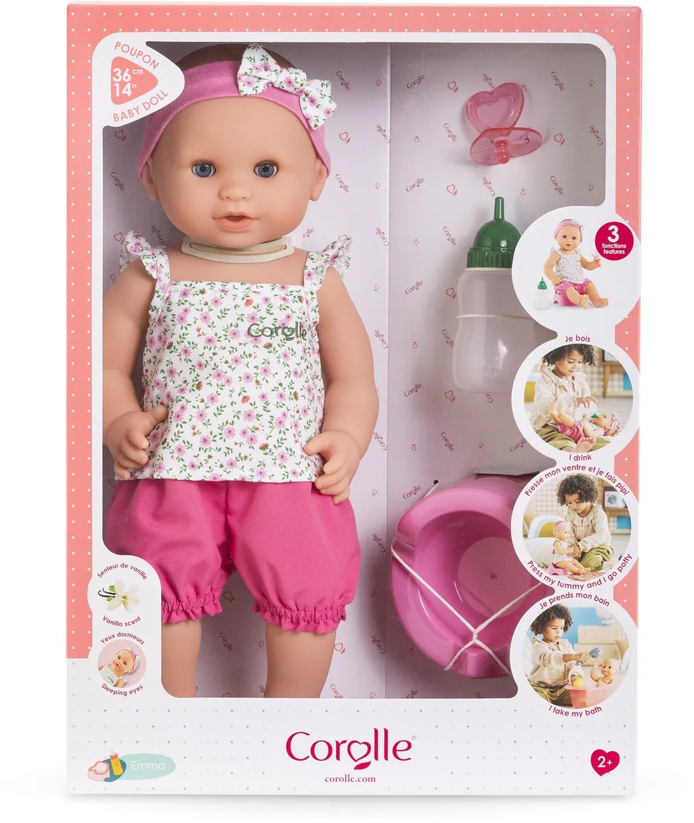 Mon Grande Poupon Drink- en Plaspop Emma - 36cm de Corolle en Rose – photo du produit