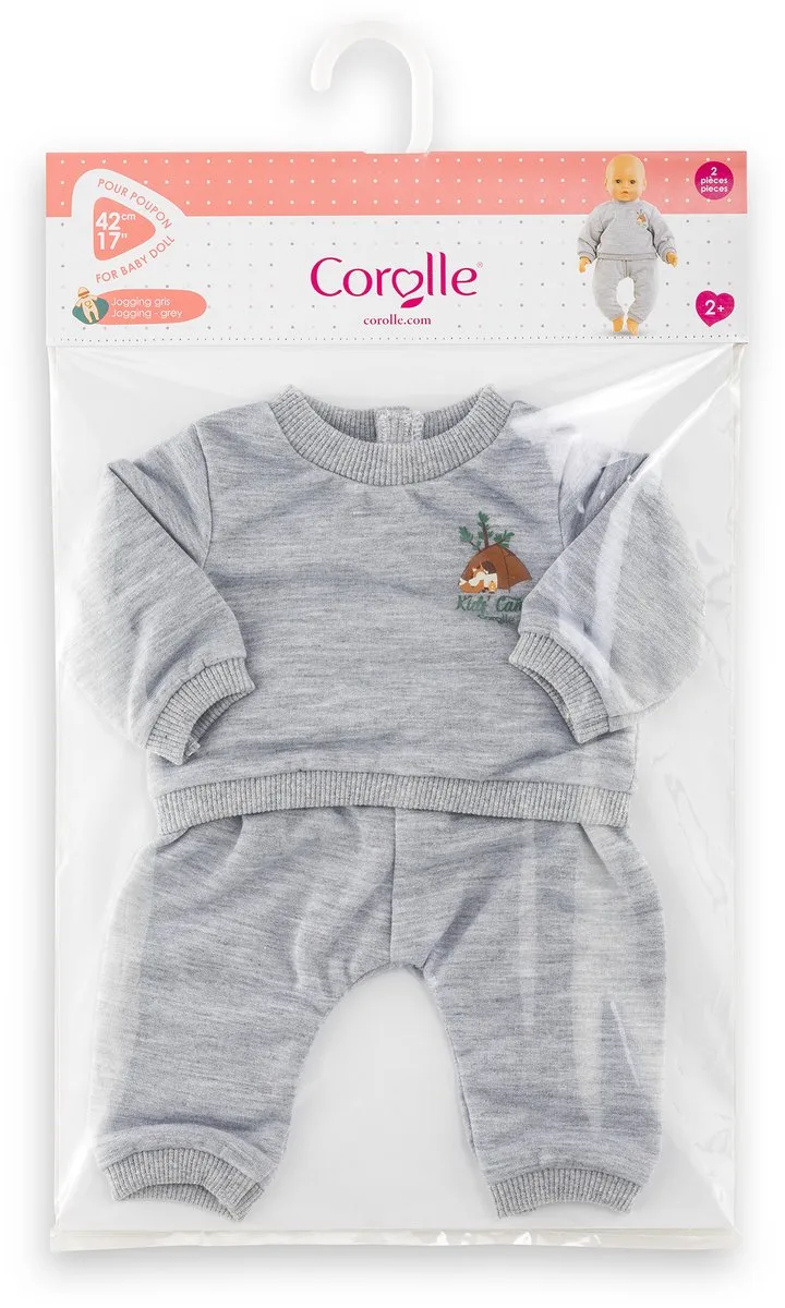 Poppen Joggingpak Kleine Ontdekker 42cm - Poppenkleding. van Corolle in Grijs – productfoto