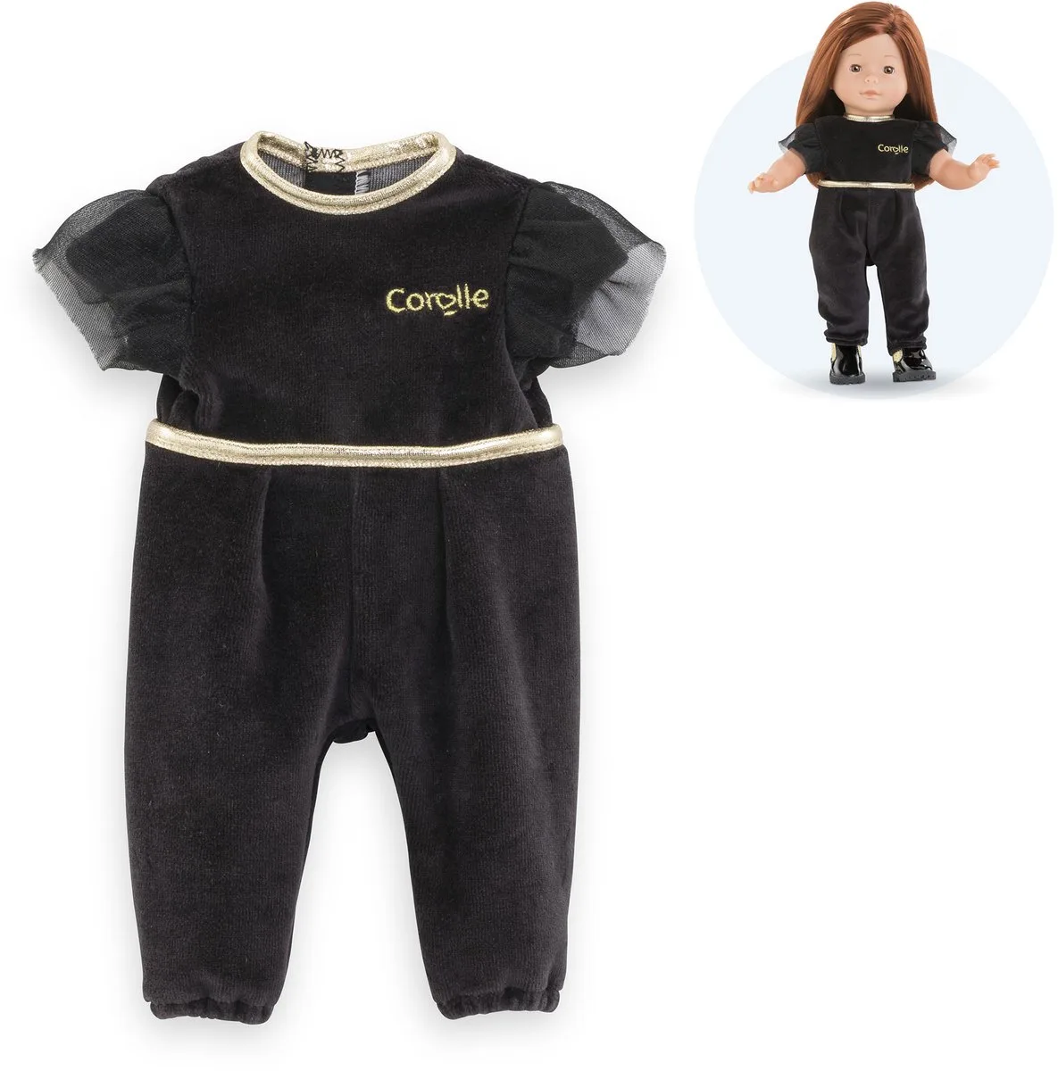 poppen jumpsuit velours 36cm - chique poppenkleding. de Corolle en Noir – photo du produit