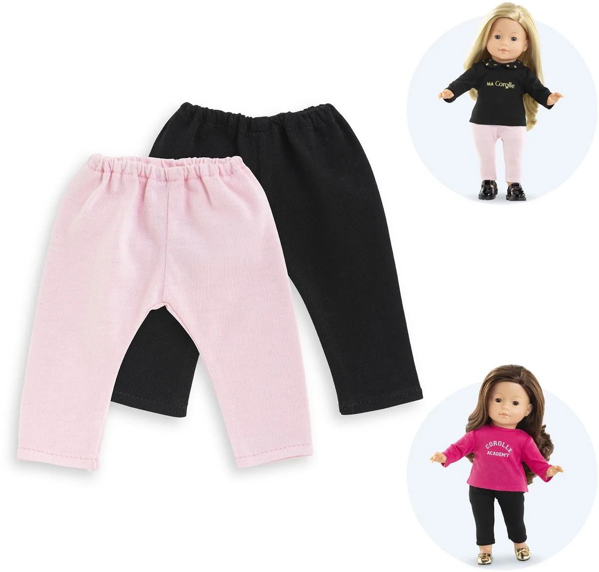 poppen leggings set - 2 stuks voor poppen 36cm speelgoed. von Corolle in Schwarz, Rosa – Produktfoto