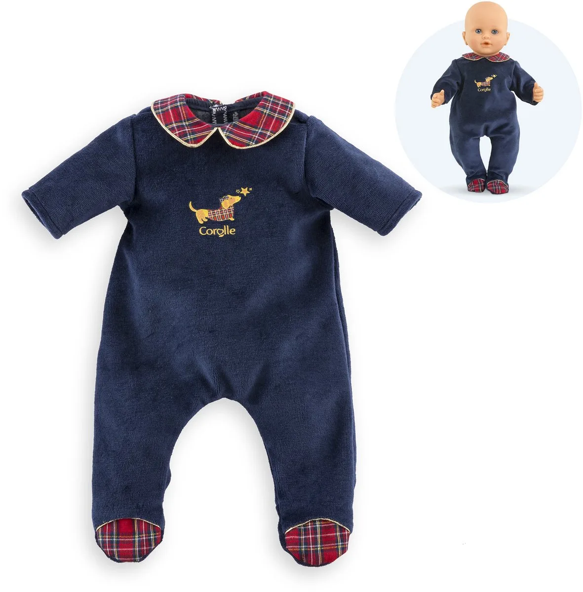 poppen pyjama Holidays - poppenkleding 36cm - pyjama set. von Corolle in Marineblauw – Produktfoto