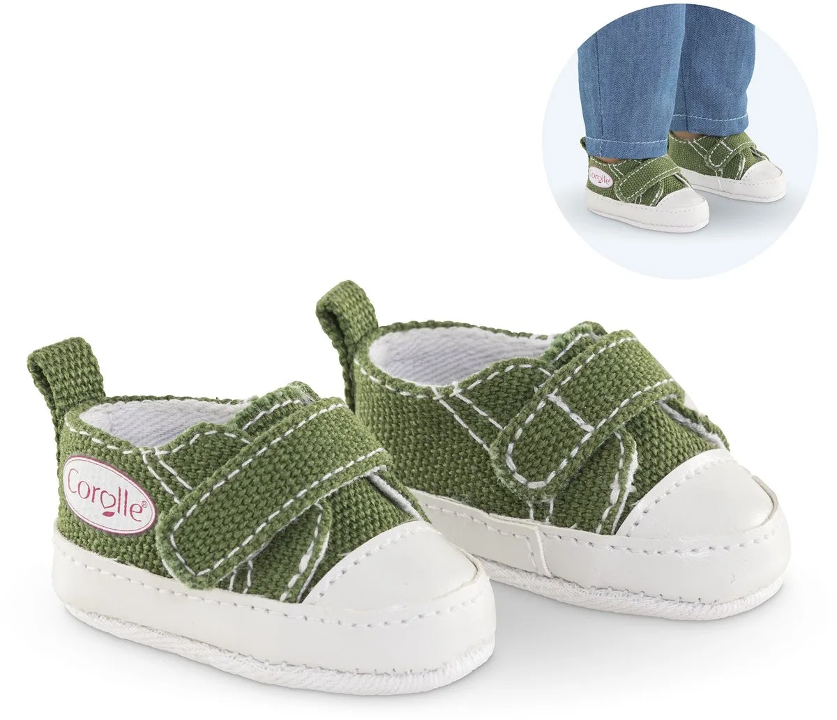 poppen sneakers - poppenkleding 36cm - groen. von Corolle in Kaki – Produktfoto