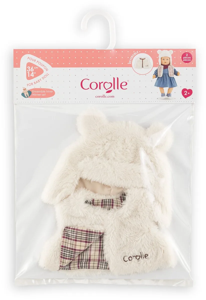 poppen winterset 36cm - omkeerbaar vestje en berenmuts. de Corolle en Multicolore – photo du produit
