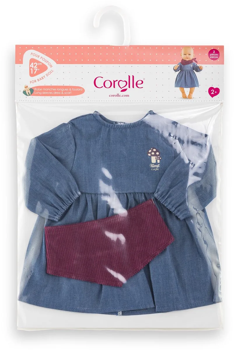 poppenjurk jeans met sjaal voor babypop 42cm - poppenkleding. van Corolle in Meerkleurig – productfoto