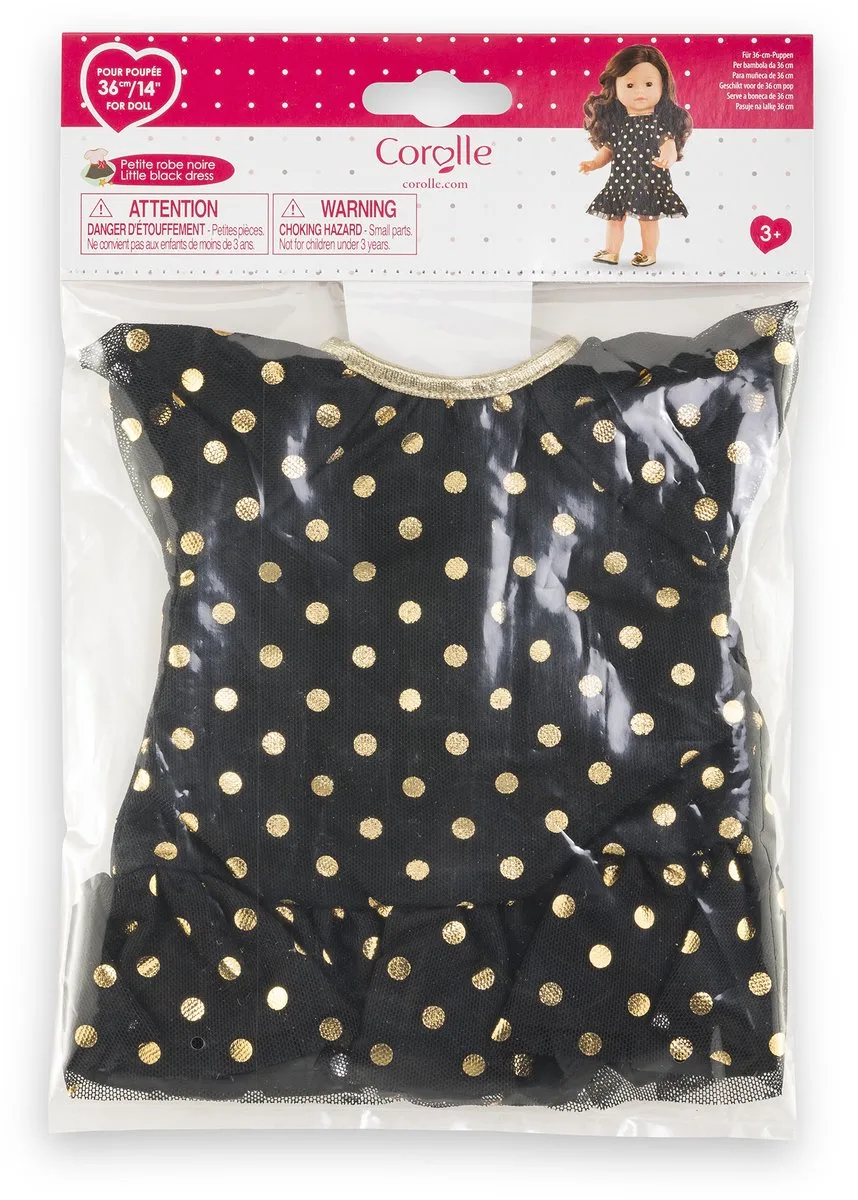 poppenjurk met gouden stippen - feestelijke outfit 36cm. von Corolle in Schwarz – Produktfoto