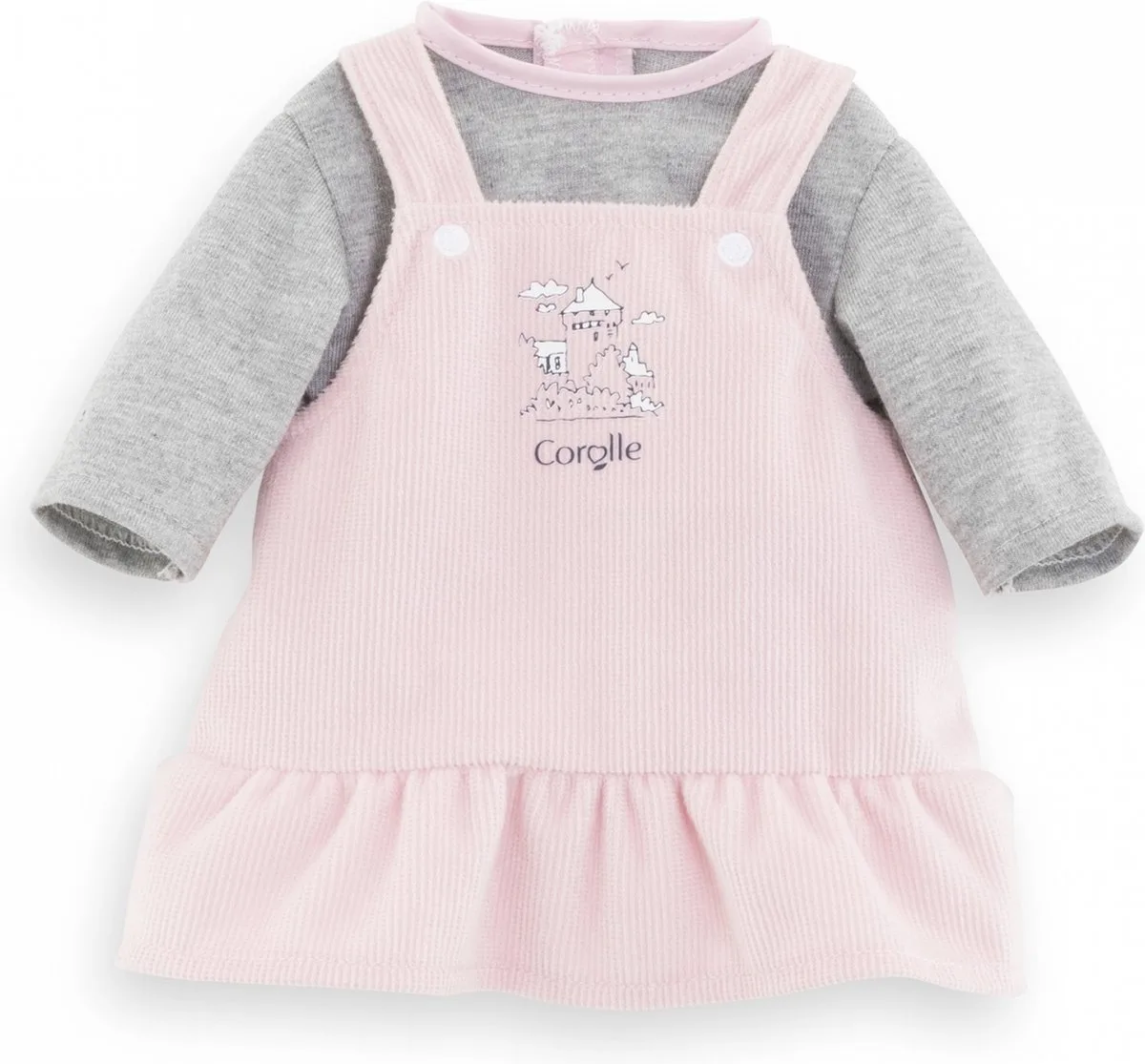 poppenjurk met shirt - Babypop kleding 36cm roze grijs. von Corolle in Mehrfarbig – Produktfoto