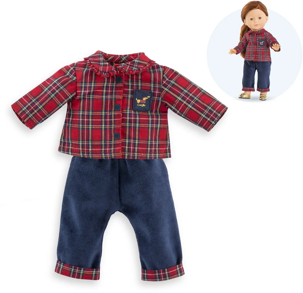 poppenkleding homewear set voor poppen 36cm - 2-delig. van Corolle in Marineblauw – productfoto