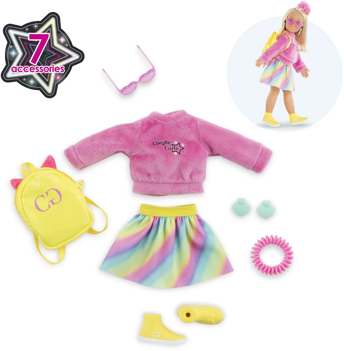 poppenkleertjes fluo set - kleurrijke dressing room accessoires. von Corolle in Mehrfarbig – Produktfoto