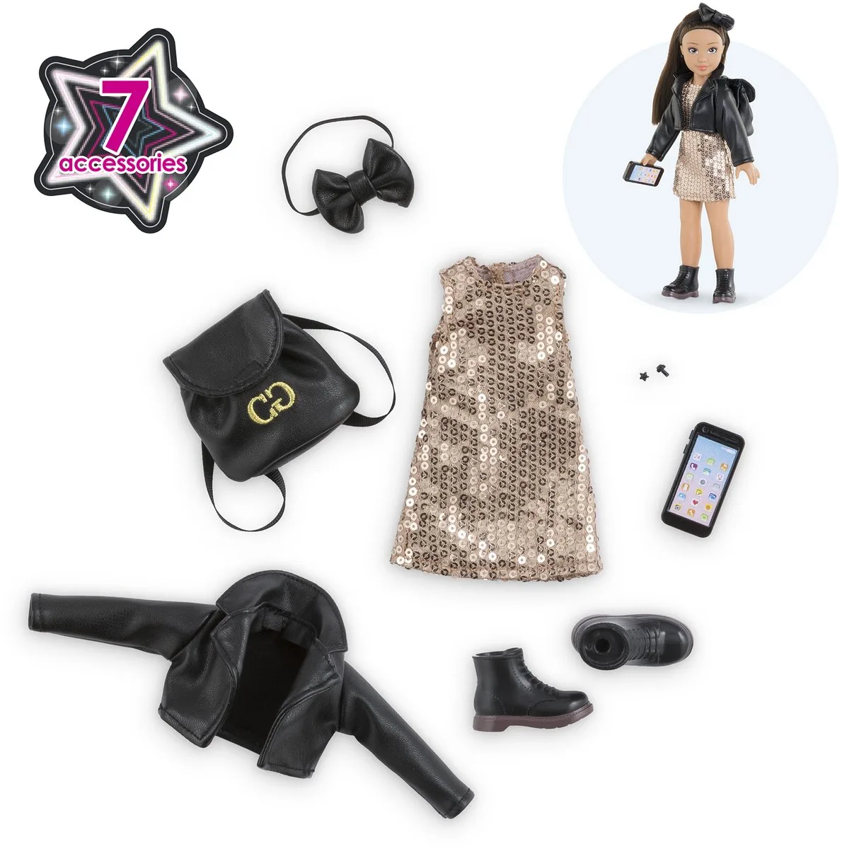 poppenkleertjes party set - feestoutfit voor Corolle Girls poppen. de Corolle en Multicolore – photo du produit