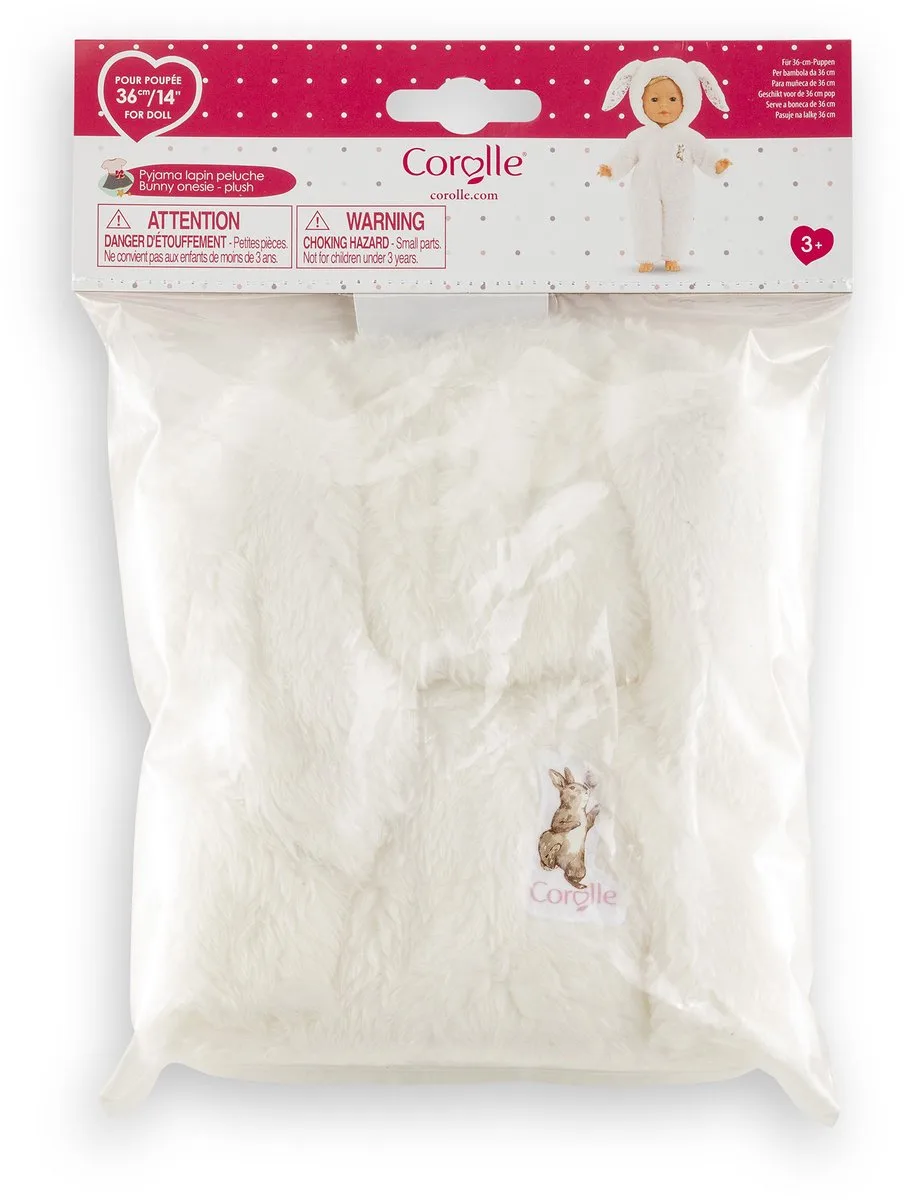 poppenpyjama konijn met oortjes - onesie voor 36cm pop. fra Corolle i Flerfarvet – produktbillede
