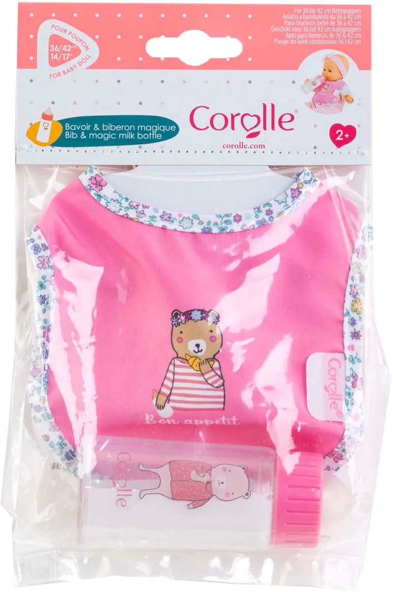 Slabbetje en Magische Melkfles voor Babypop de Corolle en Multicolore – photo du produit