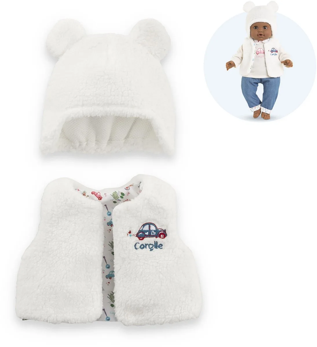 winterset babypop 36cm - poppenkleding polyester. van Corolle in Wit – productfoto