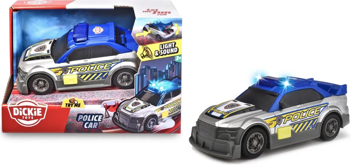 15cm - Licht en Geluid- Speelgoedvoertuig von Dickie Toys in Politiewagen – Produktfoto