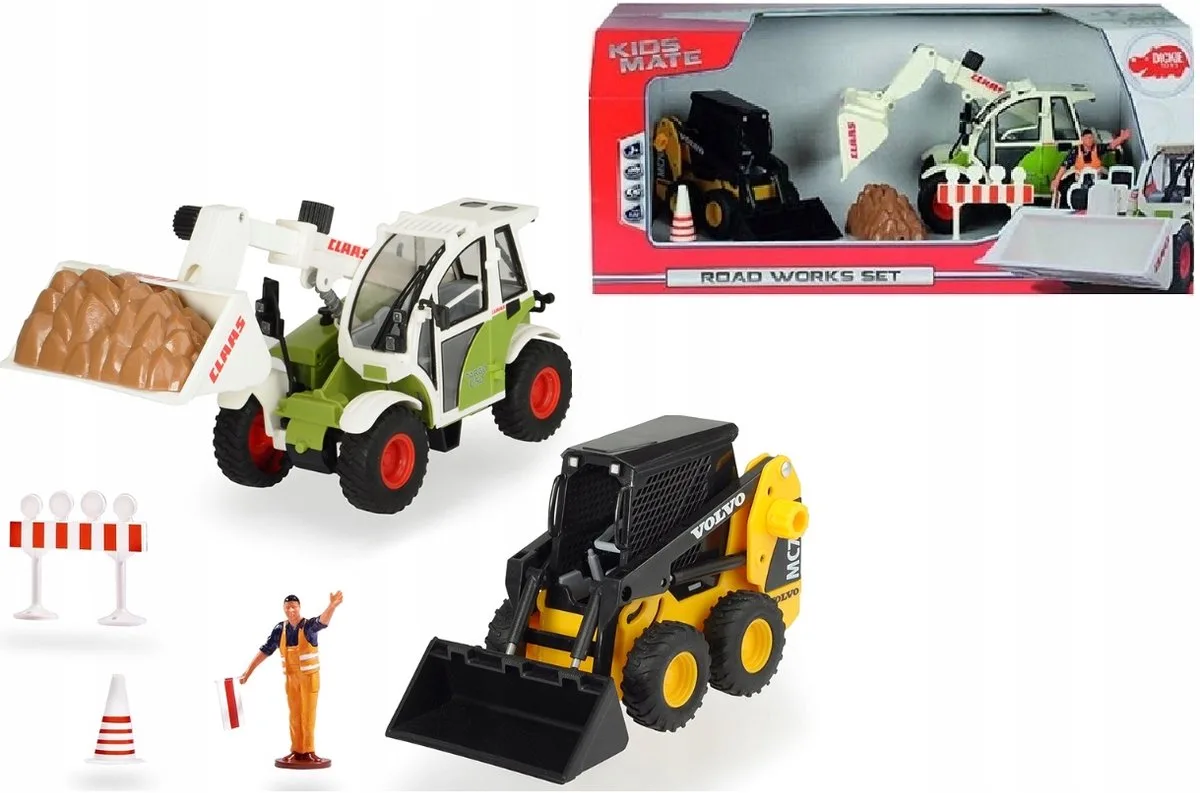 Bouwvoertuigen Set: Graafmachine & Wielader (1:24) van Dickie Toys in Wielokolorowy – productfoto