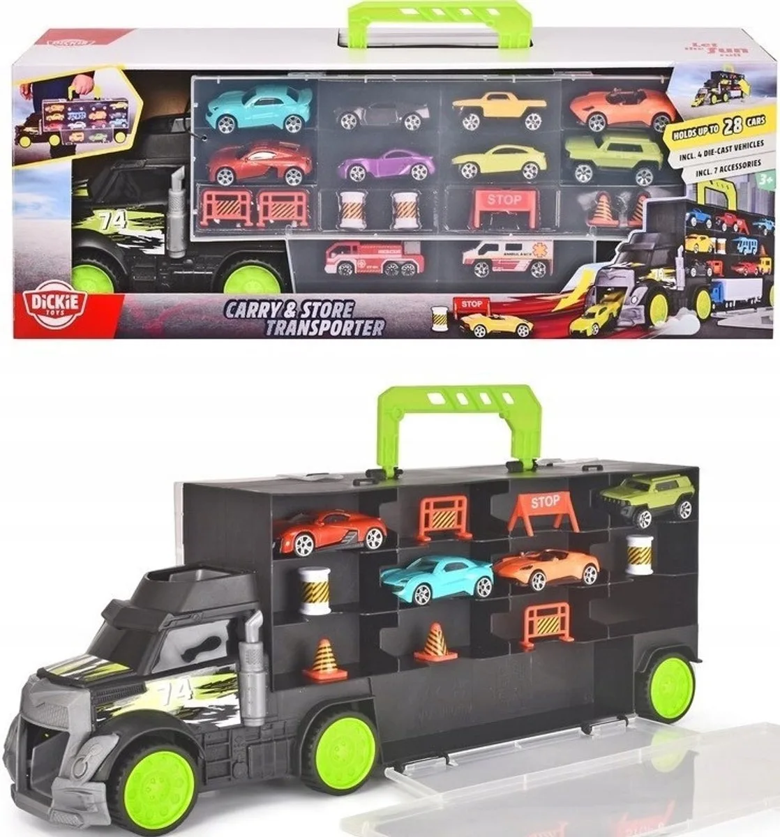 City Transporter Truck en koffer met 2-in-1 handvat fra Dickie Toys – produktbillede