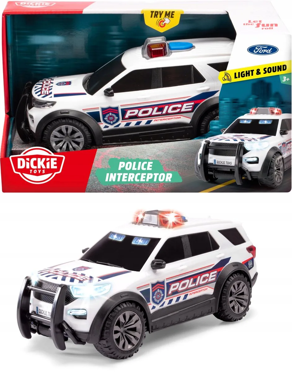 Ford Interceptor Politieauto met Licht & Geluid de Dickie Toys en Blanc – photo du produit