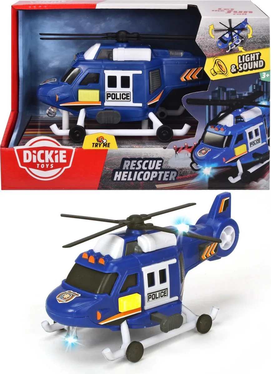 Helikopter - 18 cm - Licht en Geluid - Speelgoedvoertuig fra Dickie Toys i Helicopter – produktbillede