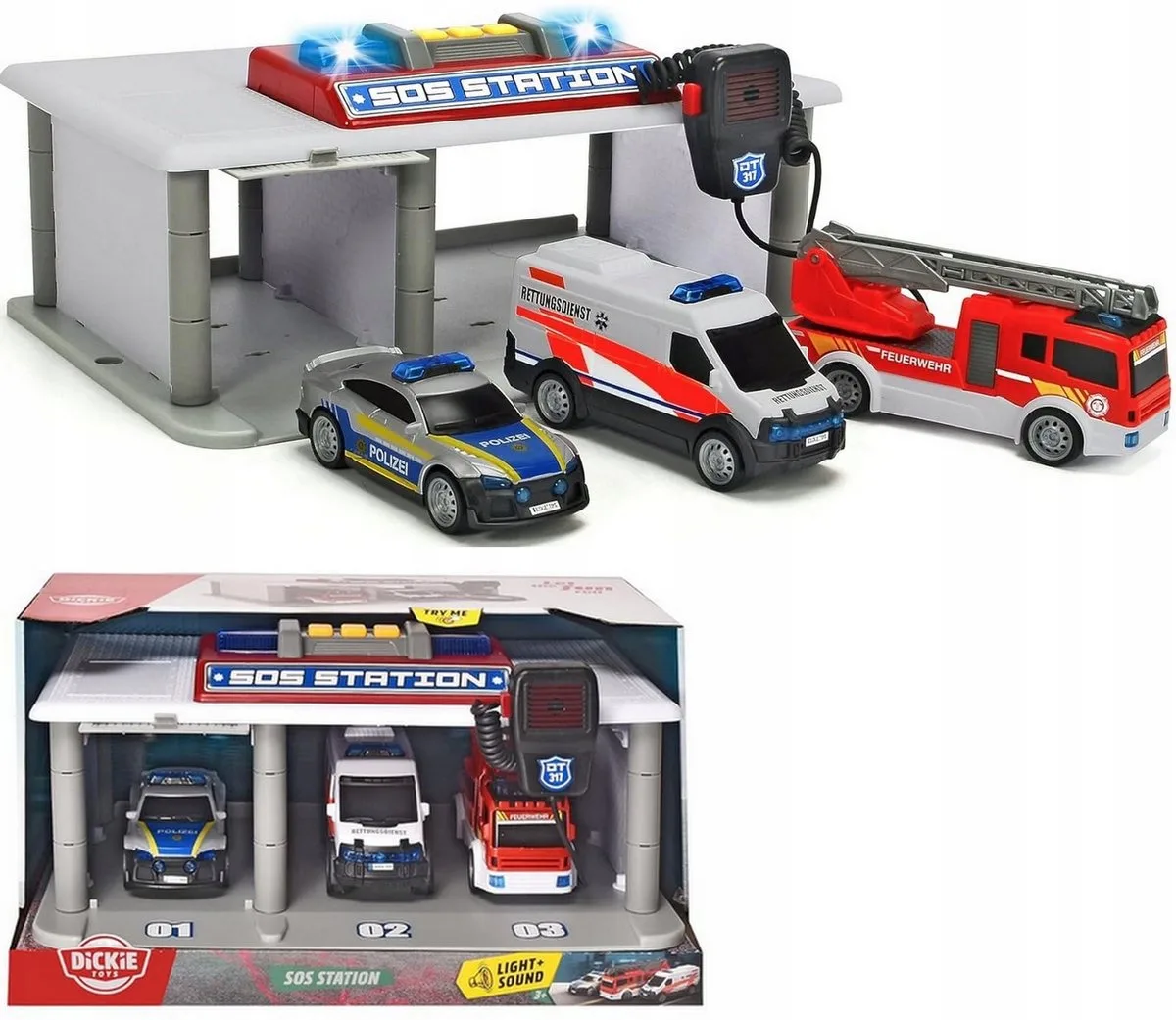 Interactieve reddingspost S.O.S. met geluid fra Dickie Toys i Blå – produktbillede