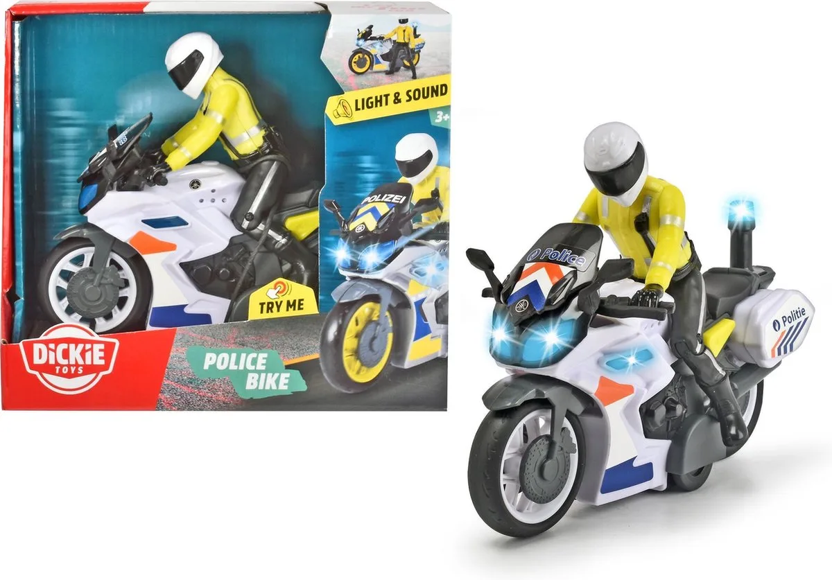 Politie Motor - Belgische versie - 17 cm - Licht & Geluid - Speelgoedvoertuig de Dickie Toys en Belgie – photo du produit