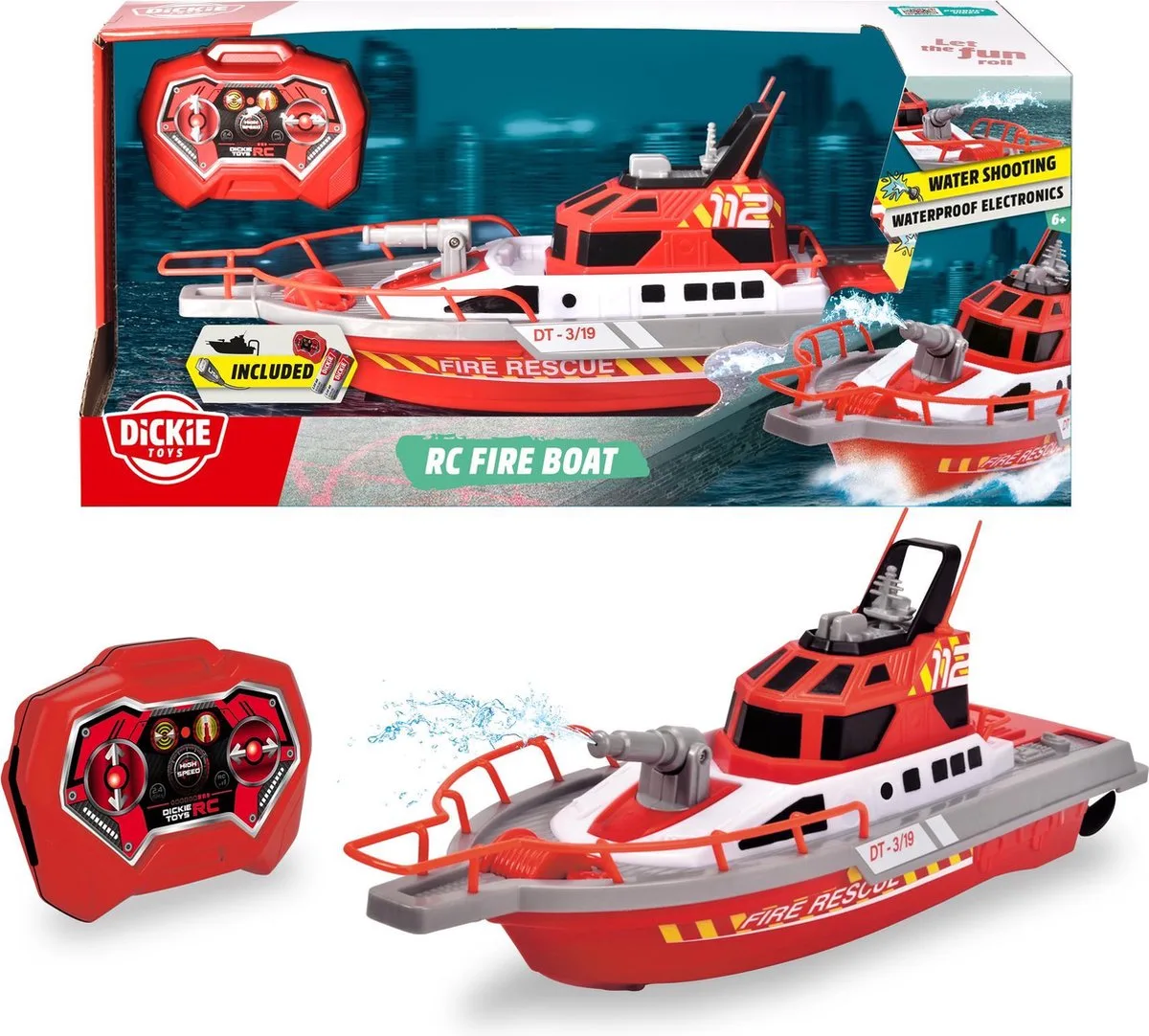 RC Boot - RC Voertuig - Brandweer från Dickie Toys i Röd – produktbild
