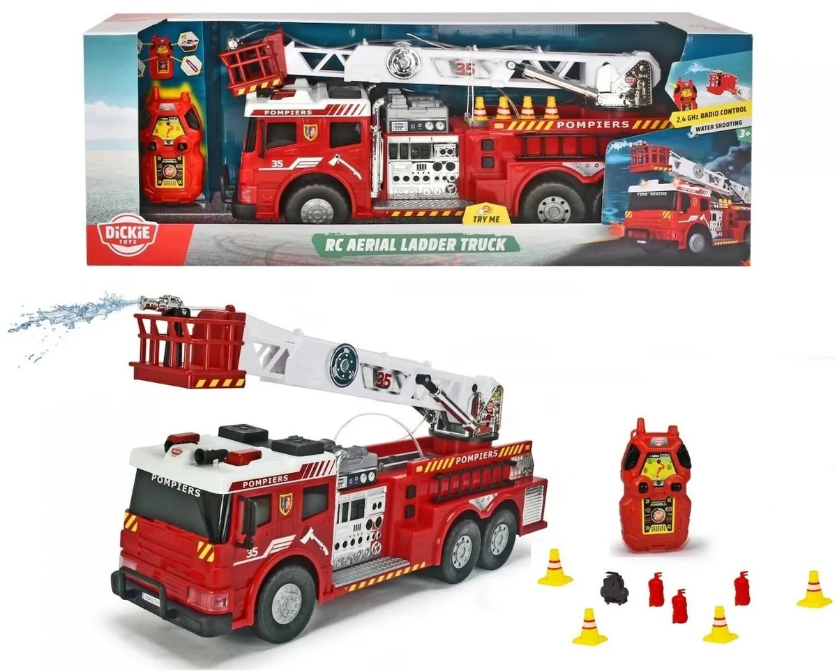 rc brandweerwagen met ladder en waterspuit de Dickie Toys en Rouge – photo du produit