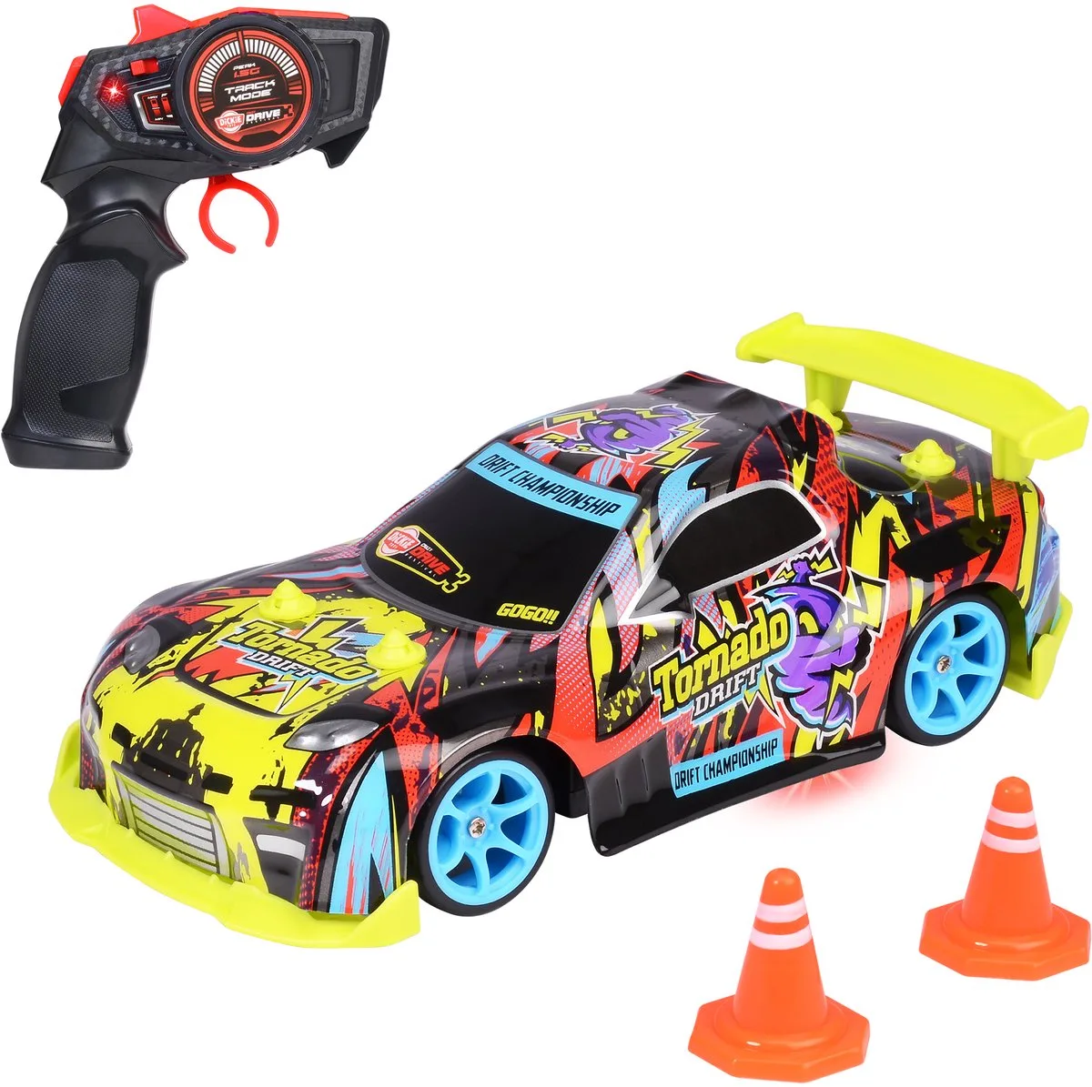 RC Tornado Drift - Racewagen - Licht - Driffunctie - Vanaf 3 jaar fra Dickie Toys i Sort – produktbillede