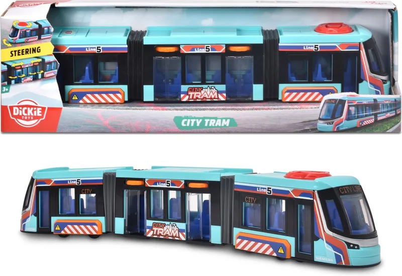 Siemens Tram - 41,5 cm - stuurmechanisme op het dak - vanaf 3 jaar - speelgoedvoertuig från Dickie Toys i Blå – produktbild