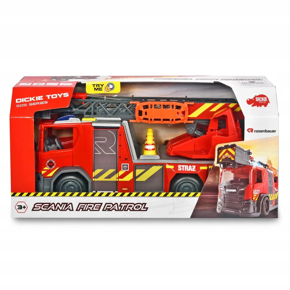 SOS - Scania Ladder Brandweer Licht Geluid de Dickie Toys en Jaune – photo du produit