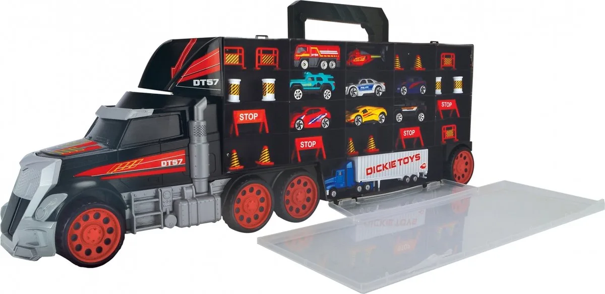 Speelgoedvoertuig - auto, koffer, transporter met speelgoedautootjes, 2in1 vrachtwagen de Dickie Toys en Multicolore – photo du produit