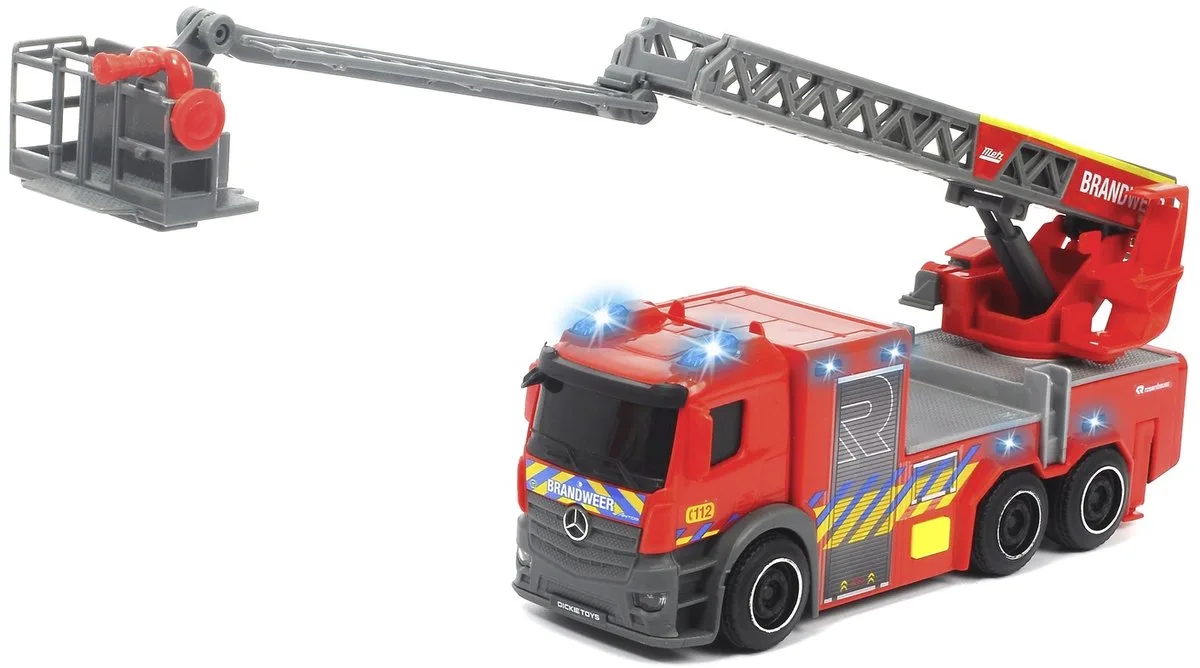 Speelgoedvoertuig - Belgische brandweerwagen - ladder - licht en geluid van Dickie Toys in Meerkleurig – productfoto