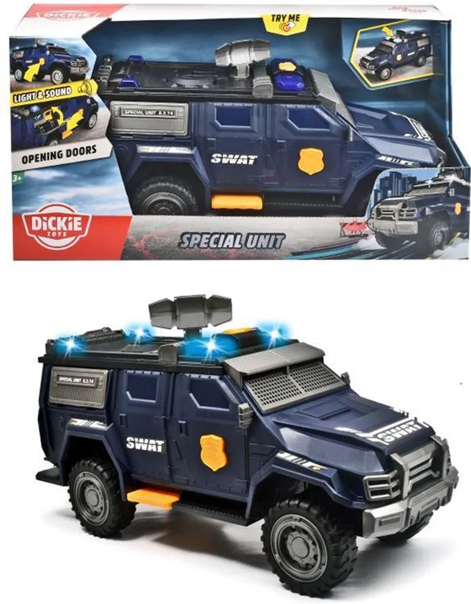 SWAT Politie Voertuig - Special Unit - Met Zwaailichten & Geluid de Dickie Toys en Speciale eenheid – photo du produit