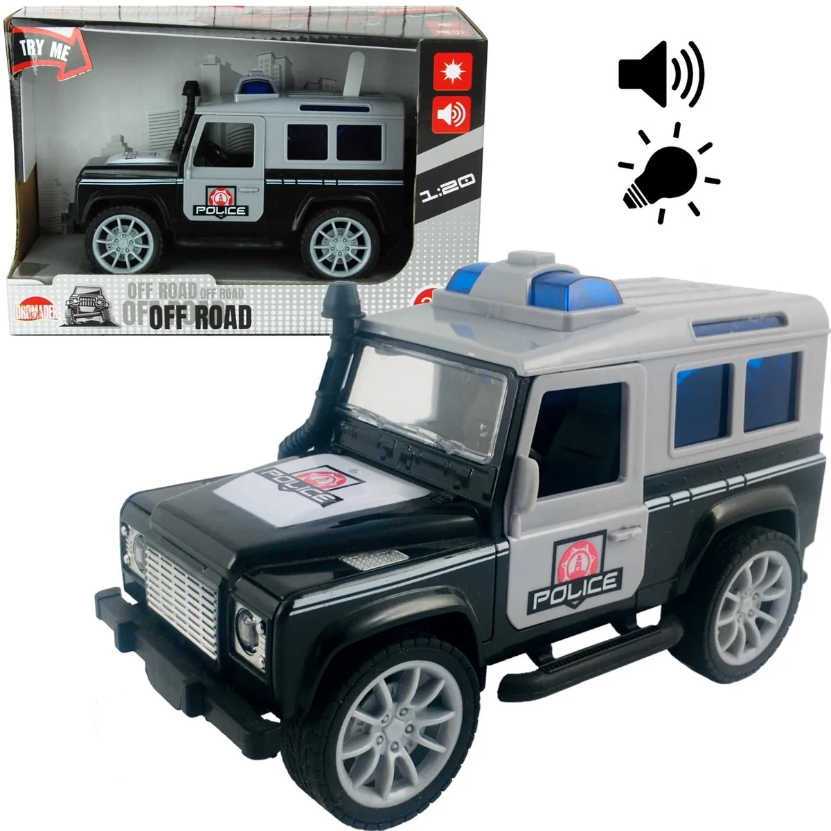 Terreinwagen Jeep Politie Speelgoedauto Off Road 1:20 fra Dickie Toys i Blå – produktbillede