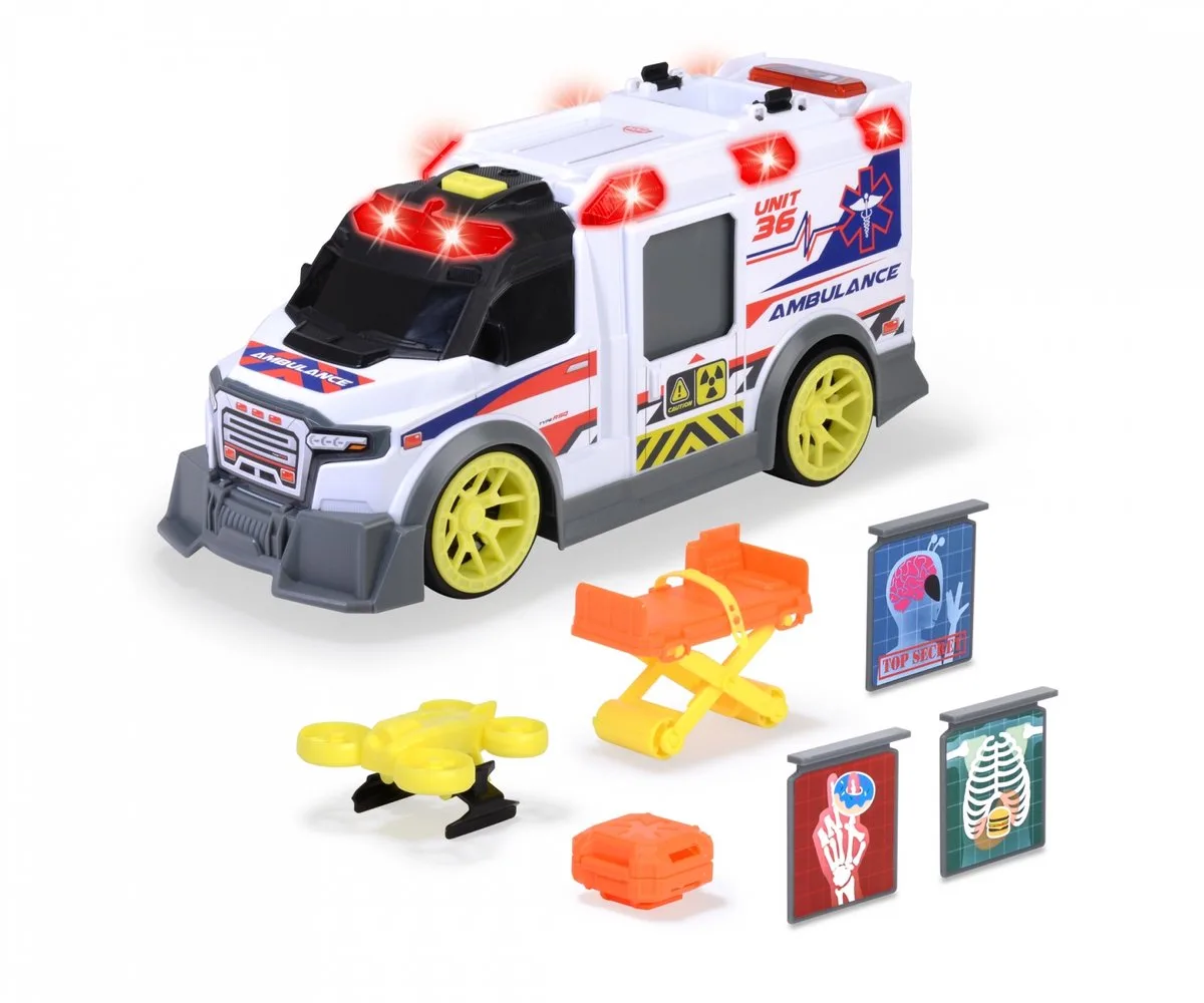Stor ambulance med lyd og lys fra Dickie Toys i Rød, Hvid – produktbillede
