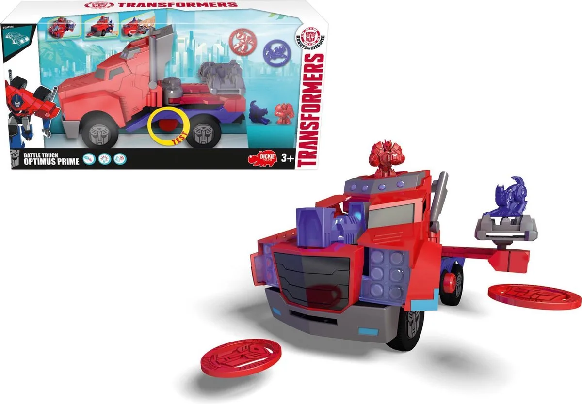 TRANSFORMERS - BATTLE TRUCK OPTIMUS(BO) de Dickie Toys en Rouge – photo du produit
