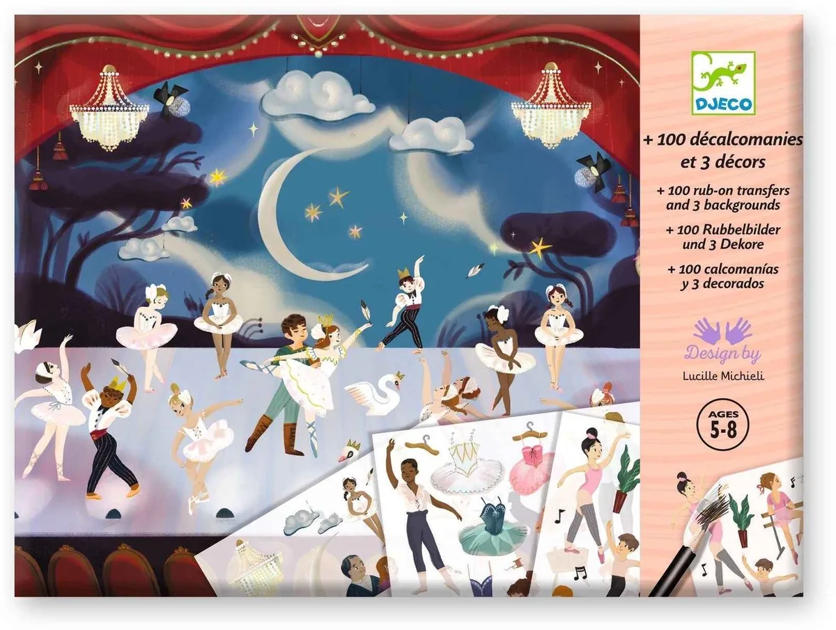 + 100 Transferstickers En 3 Grote decors Jonge Balletdansers Van De Opera by Djeco in Multicolour – product photo