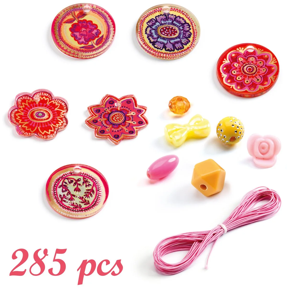 [6-10 jaar ] Fleur - 285 acryl-kralen en 6 "Flower"- hangers om mooie sieraden te maken von Djeco in Mehrfarbig – Produktfoto