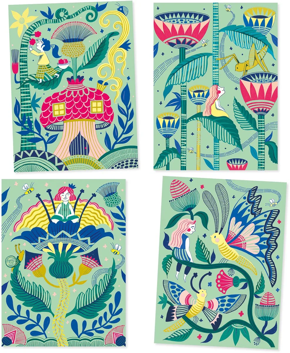 [6 jaar +] Krasfolie - Fabelachtige tuin van Djeco in Meerkleurig – productfoto